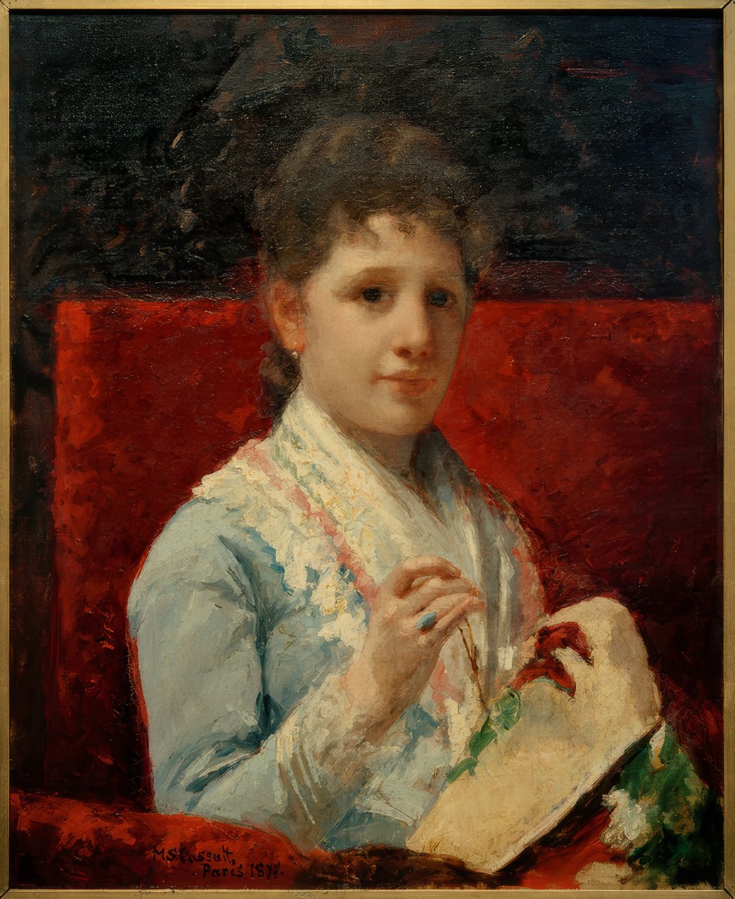 Mary Ellison vyšívá od Mary Cassatt