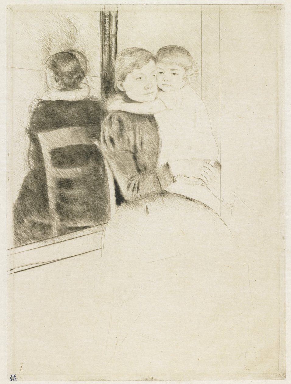 Zrcadlo, 1891 od Mary Cassatt