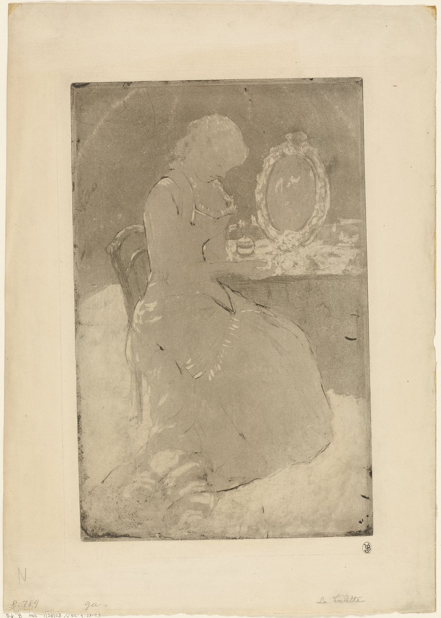 U toaletního stolku od Mary Cassatt