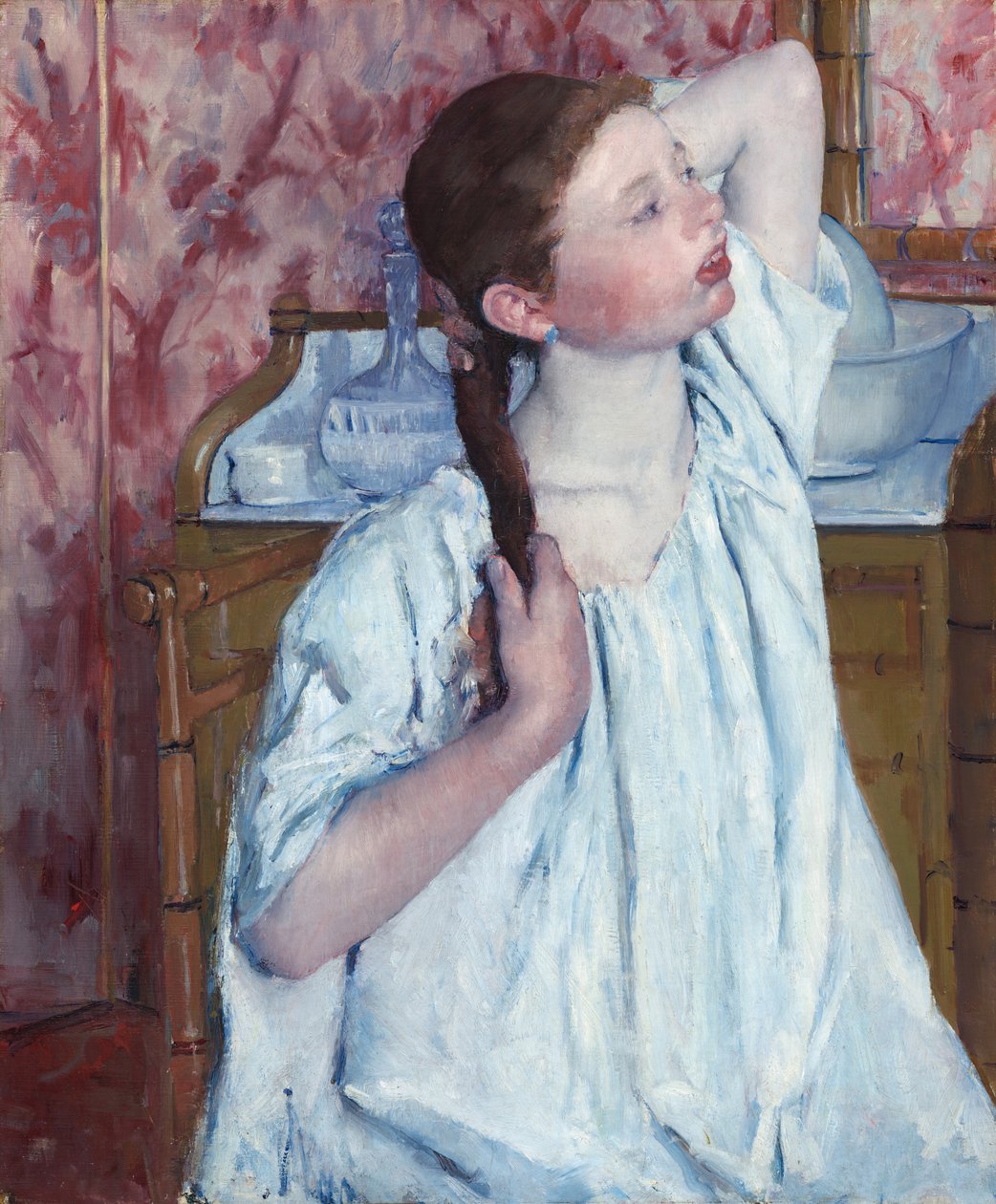 Dívka si upravuje vlasy, 1886. od Mary Cassatt