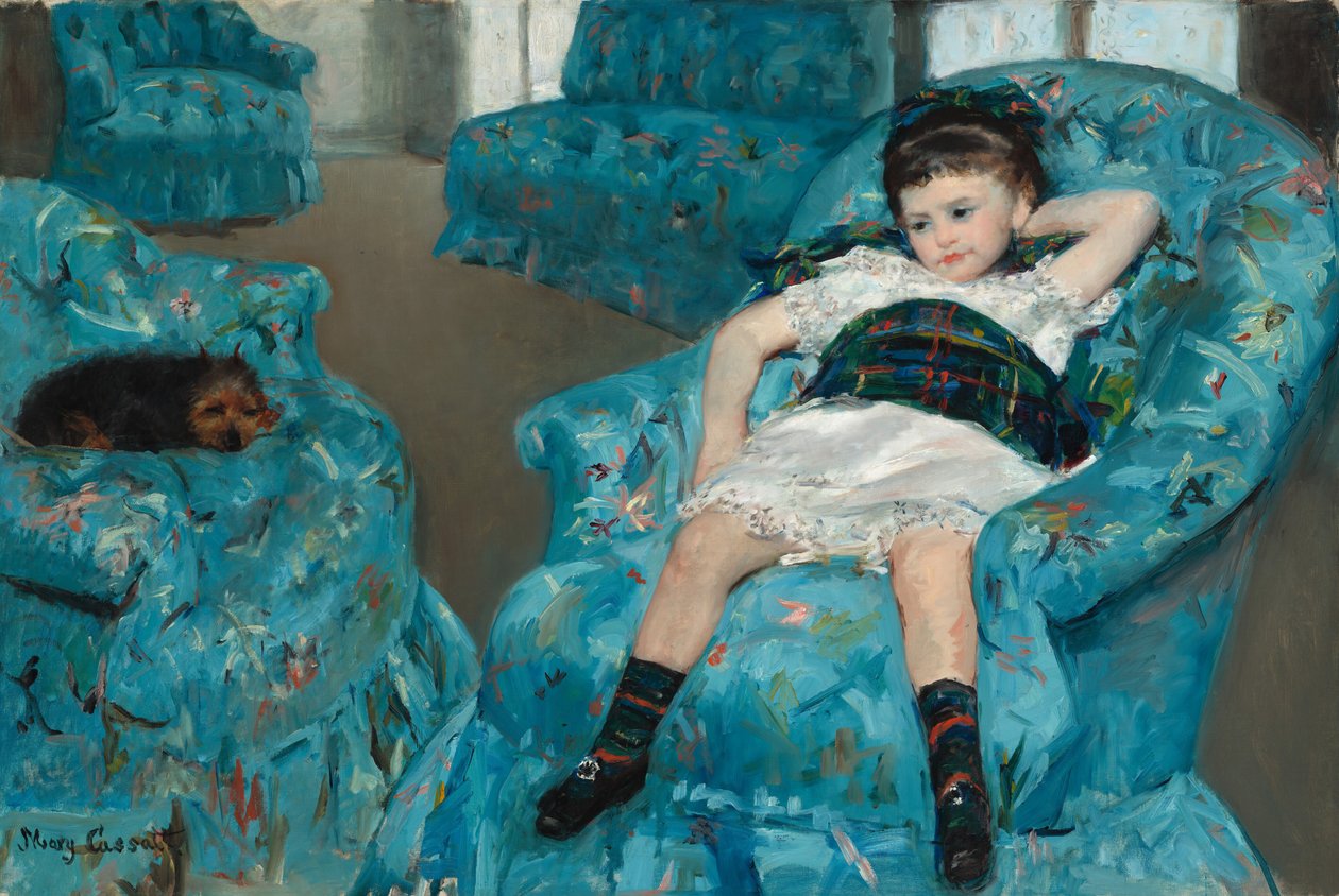 Holčička v modrém křesle od Mary Cassatt