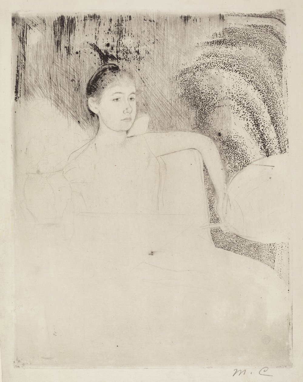 Mimi drží japonský vějíř, c. 1889. od Mary Cassatt