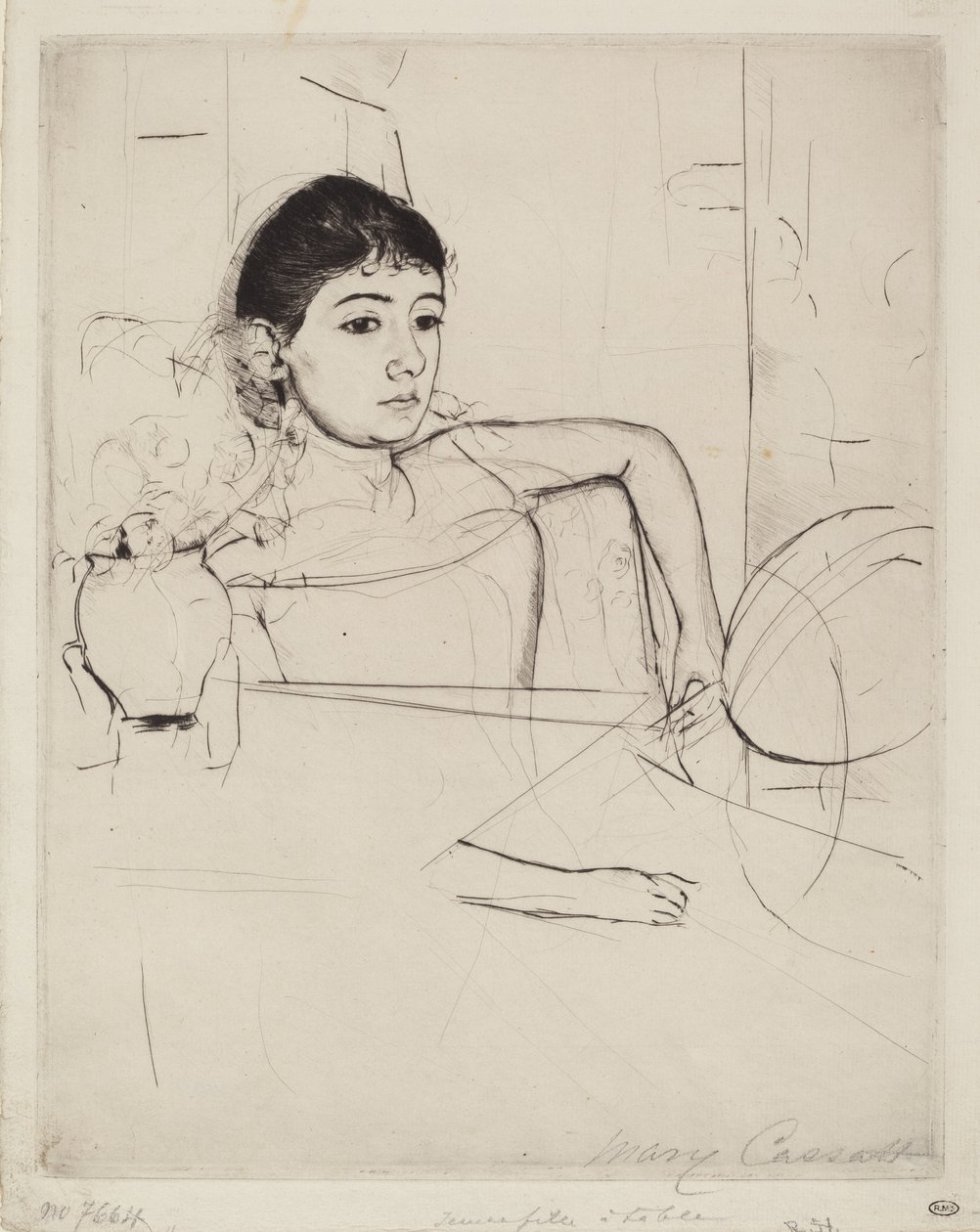Mimi jako brunetka, c. 1889. od Mary Cassatt