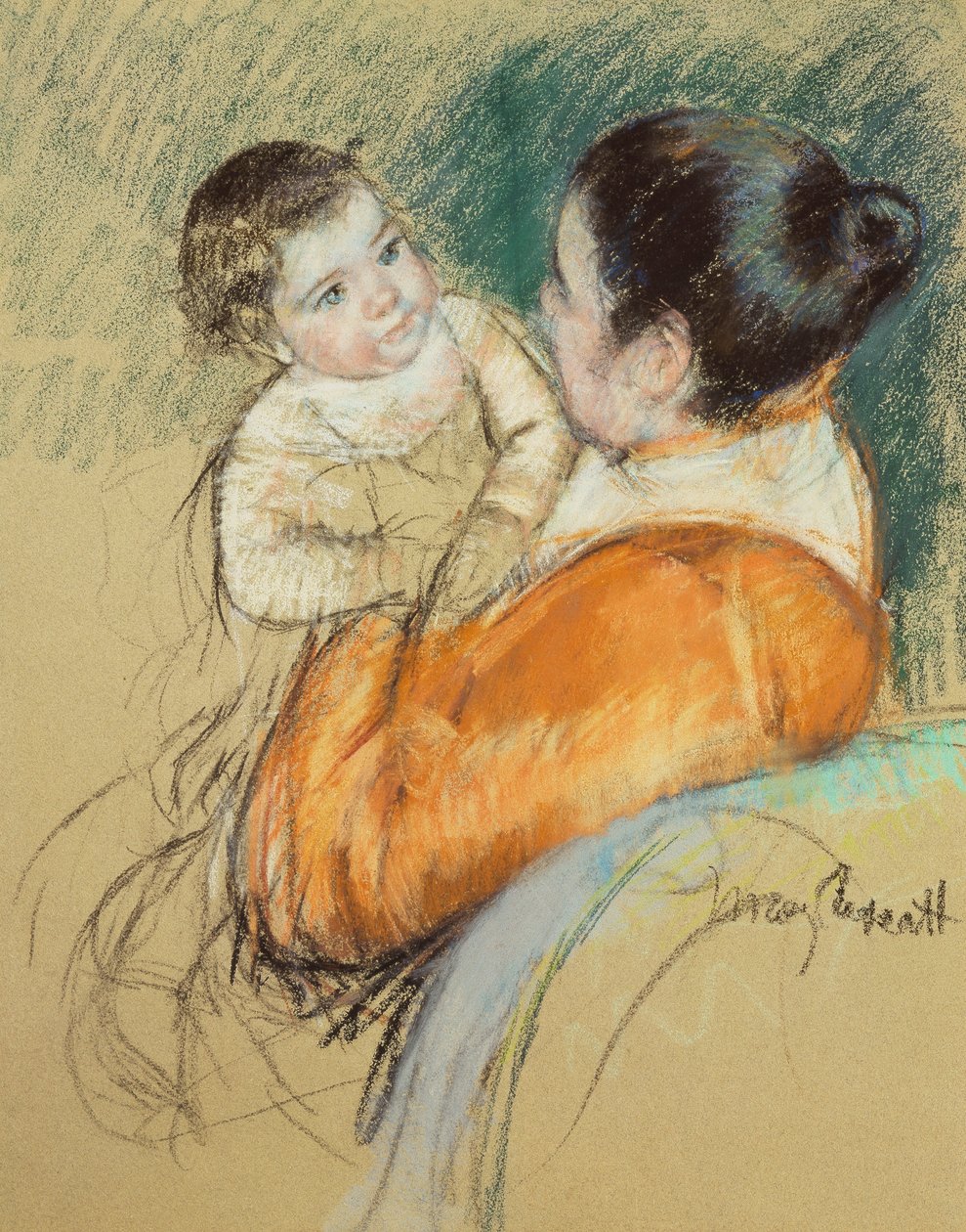 Matka Louise drží své modrooké dítě, od Mary Cassatt