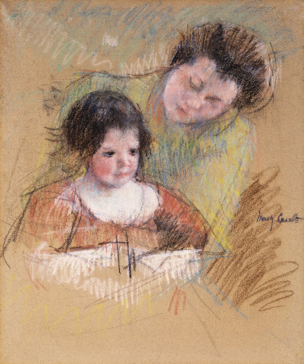 Reine naklánějící se přes Margotino rameno, od Mary Cassatt