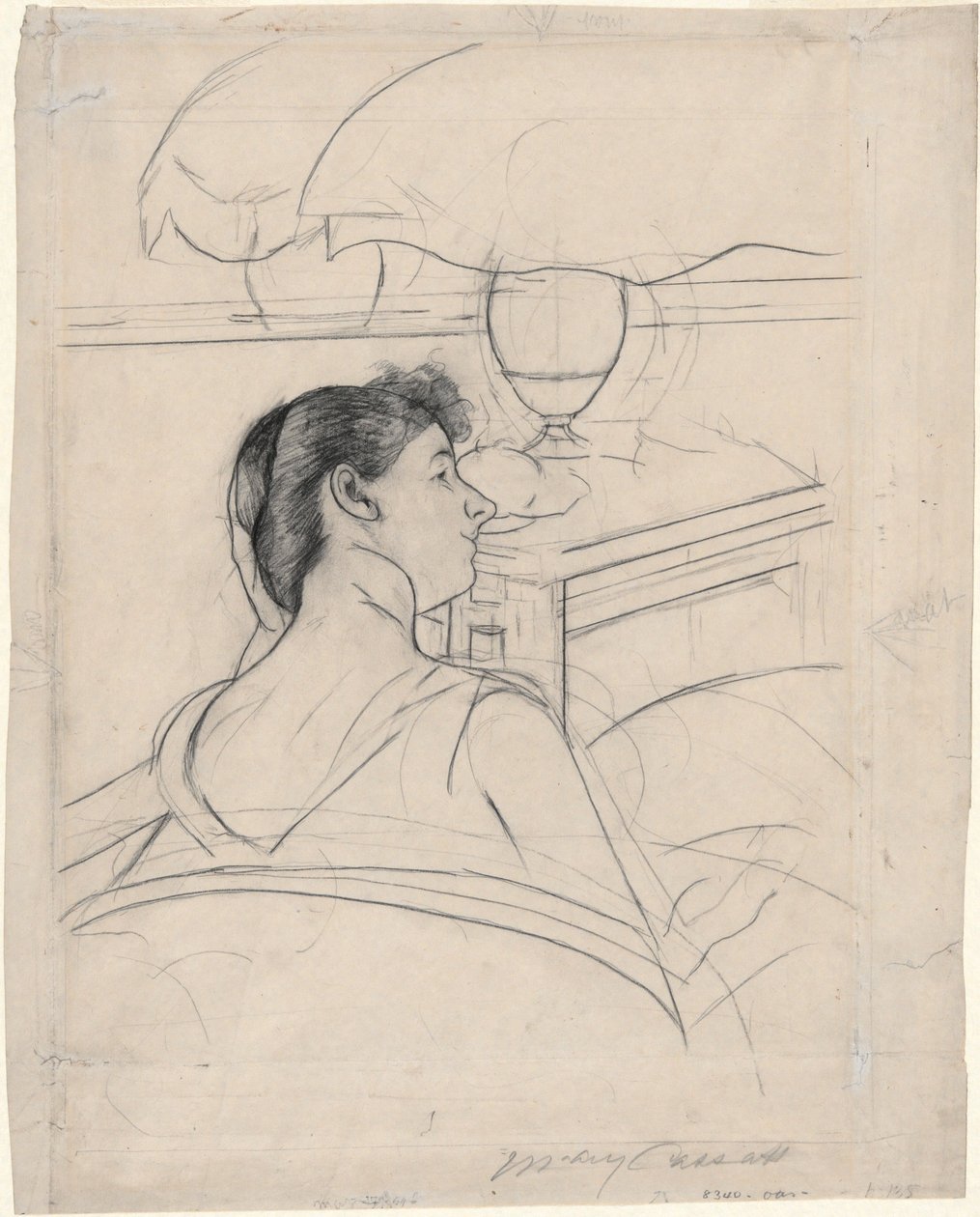 Žena a lampa od Mary Cassatt