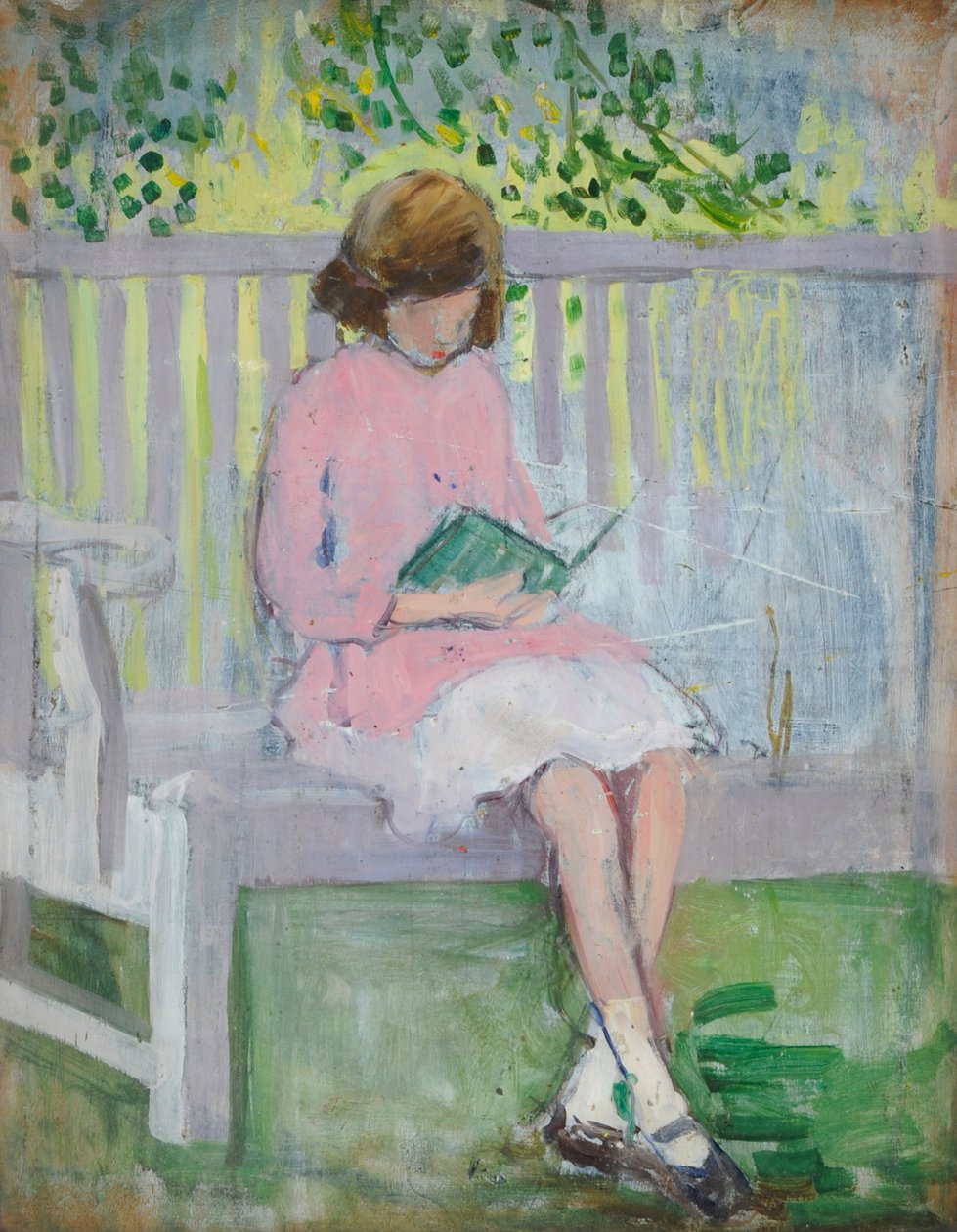 Dívka čte (olej na dřevě) od Mary Ethel Hunter