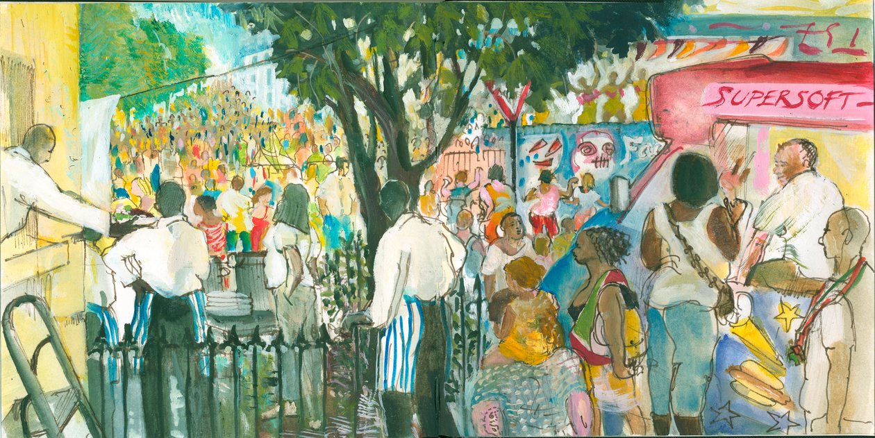 Karneval, Blenheim Crescent, 2007 (pero a akvarel) od Mary Kuper