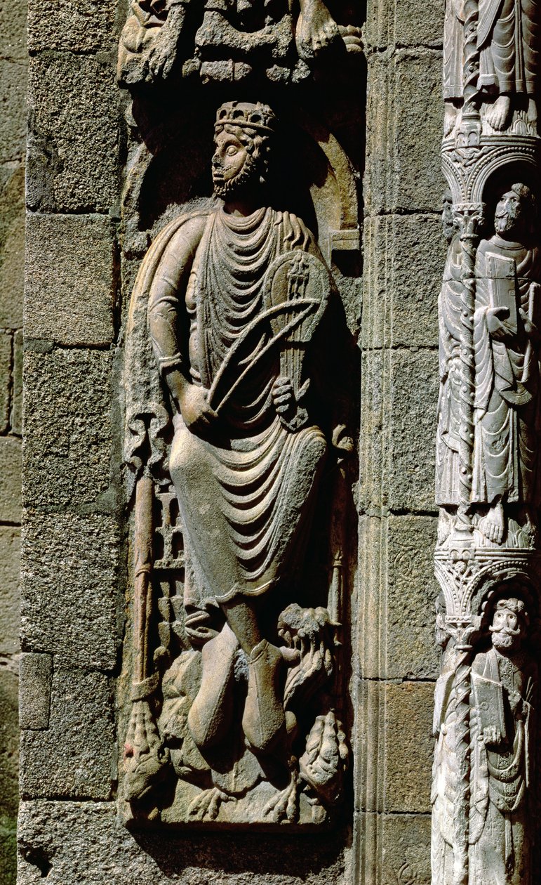Král David, detail z Portico de las Platerias od Master Mateo