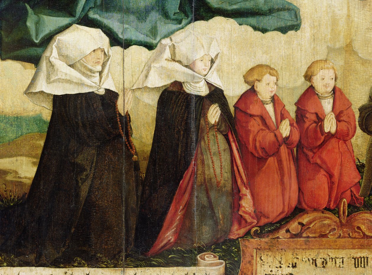 Klečící ctitelé, detail z Nejsvětější Trojice od Master of Messkirch