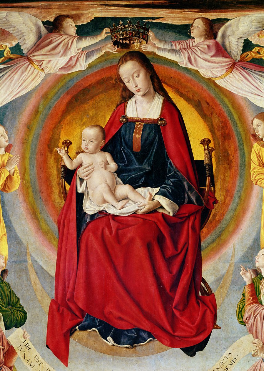Korunovace Panny Marie, detail z Bourbonského oltáře, kolem roku 1498 (detail 57630) od Master of Moulins
