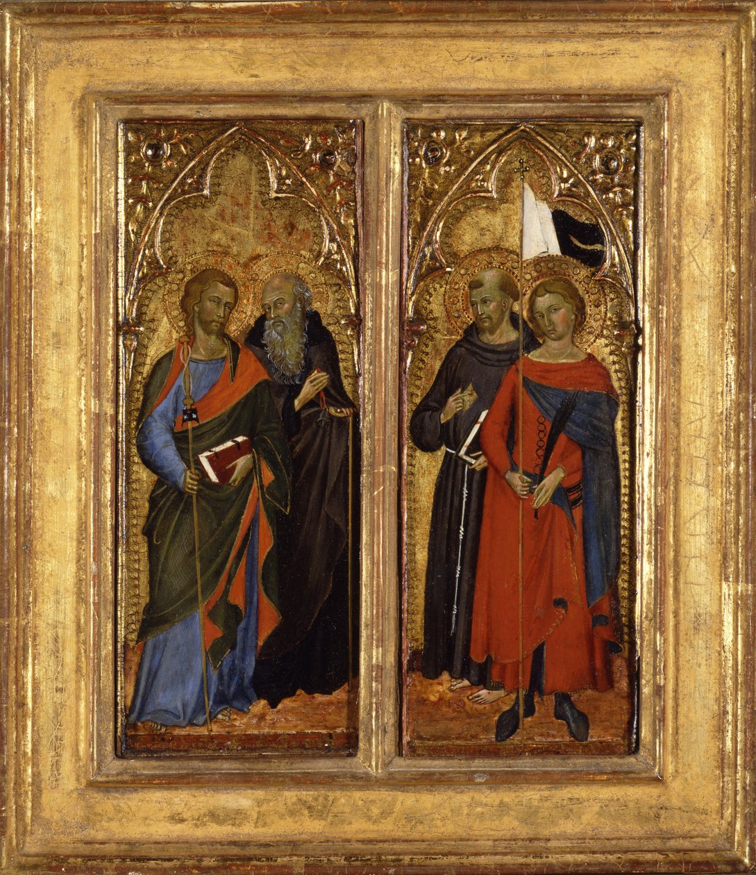 Saints James, Anthony Abbot, Francis a Ansanus, c.1385-90 (tempera na panelu) od Master of Panzano