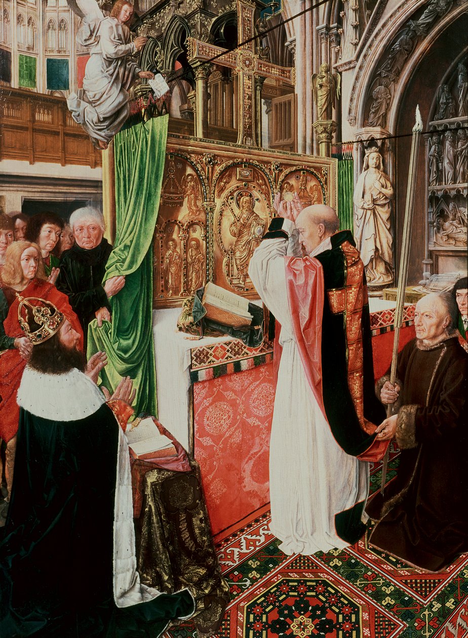 Mše sv. Jiljí, cca 1500 (olejová a vaječná tempera na dubu) od Master of St. Giles