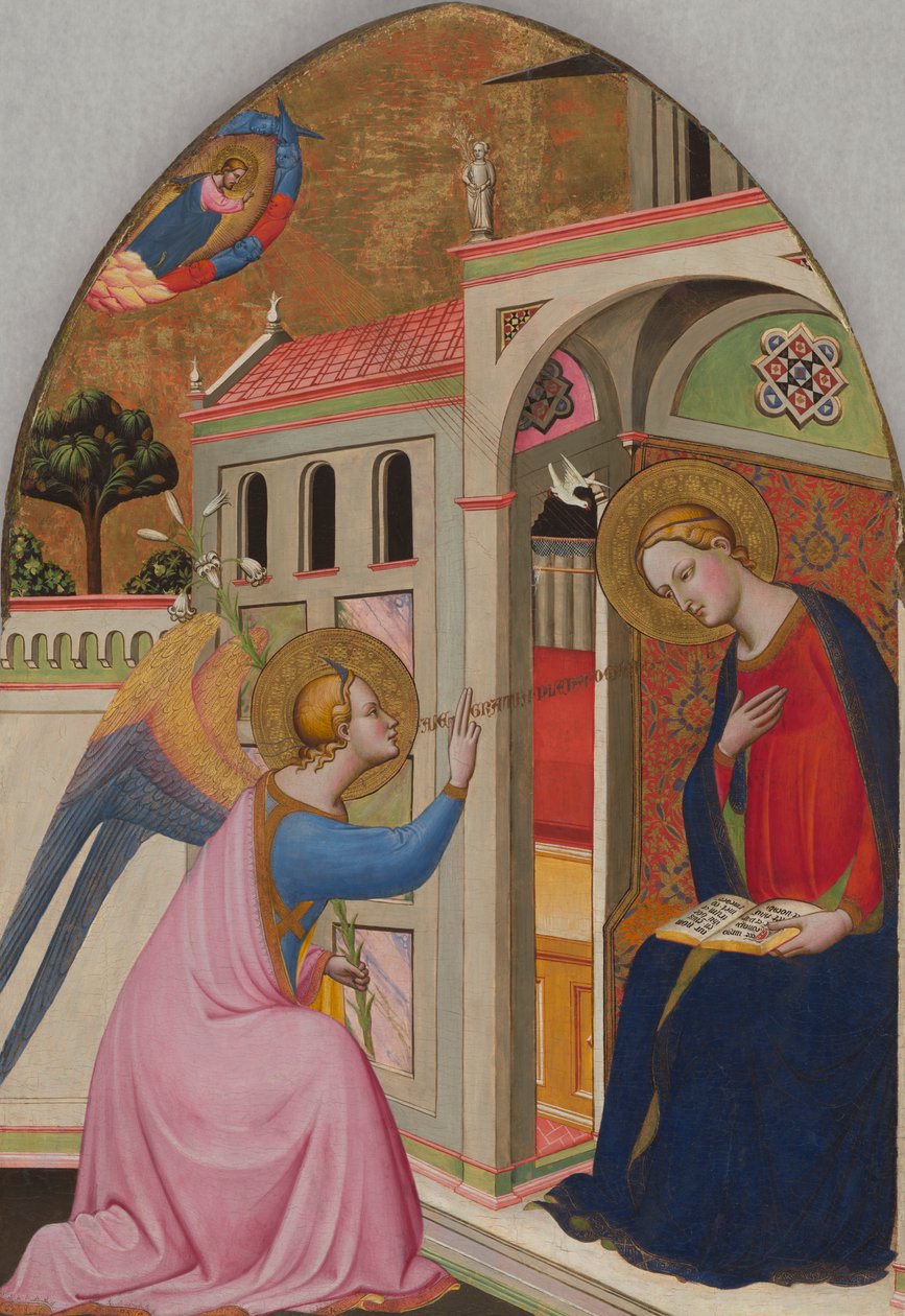 The Annunciation, c.1390-95 (tempera a plátkové zlato na panelu) od Master of St. Verdiana