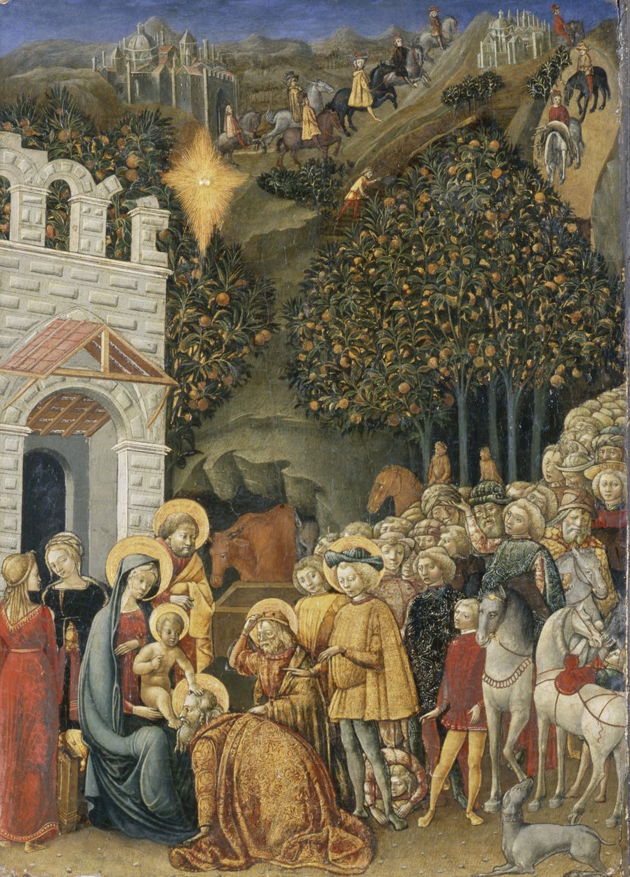 Klanění tří králů, kolem 1475-80 (tempera na dřevě) od Master of Stratonike Master of Stratonike