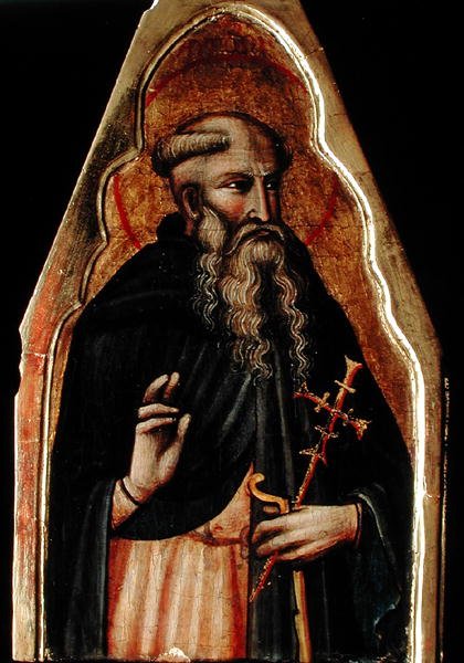 Svatý Antonín (olej na zlatém základním panelu) (viz také 215327 a 215328) od Master of Teplice