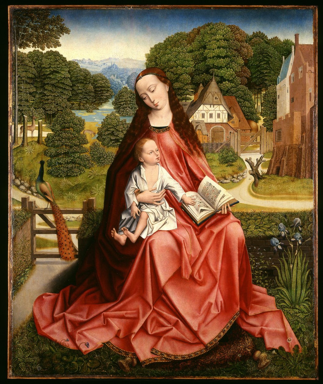 Panna a dítě v krajině, c.1492-98 od Master of the Embroidered Foliage