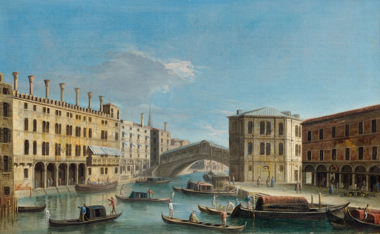 Grand Canal s výhledem na most Rialto od Master of the Langmatt Foundation Views