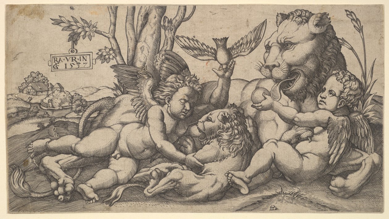 Putti a lvi, 1547. od Master FG