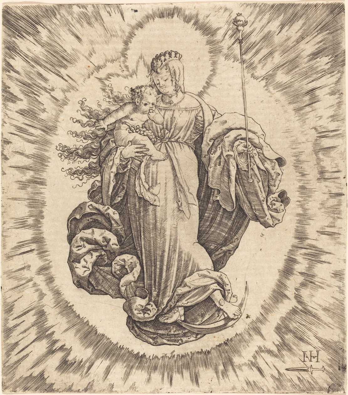 Madonna na půlměsíci od Master N.H. with the Dagger