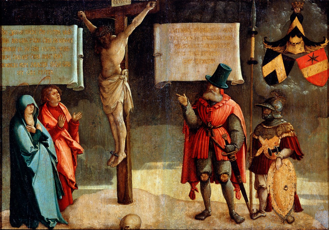 Ukřižování s donátory, 16. století. od Master of Messkirch