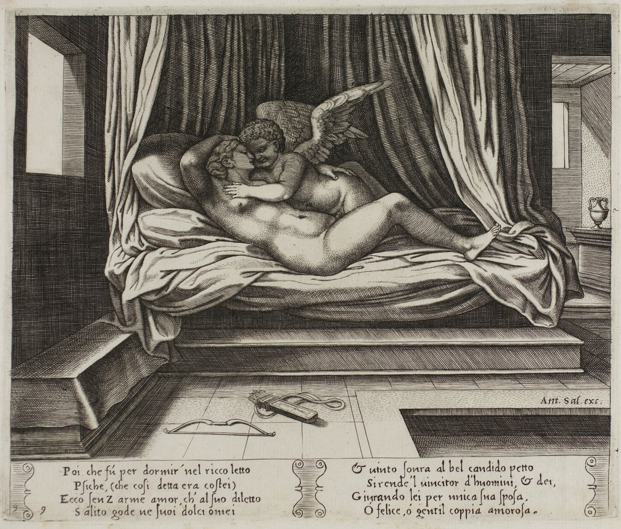 Amor v náručí Psyché od Master of the Die