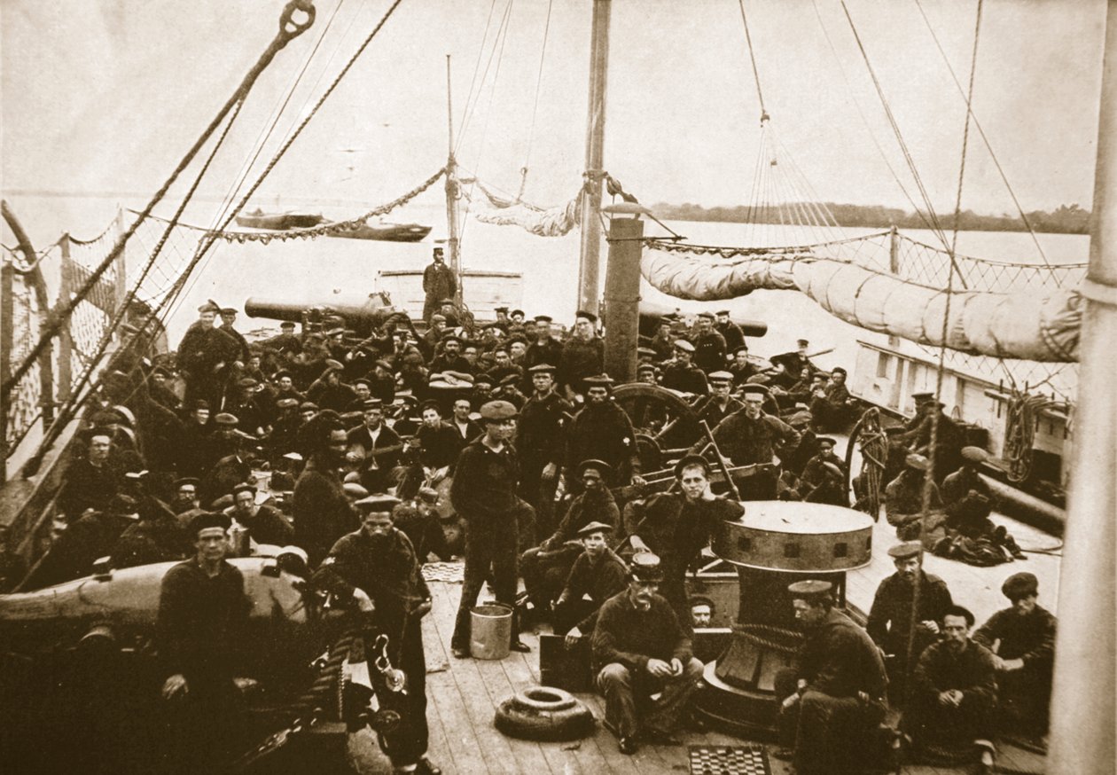 Paluba dělového člunu a posádky, 1861-65 od Mathew B. Brady