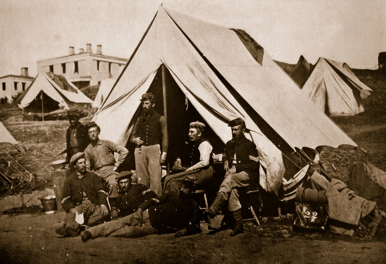Skupina 22. newyorských dobrovolníků, 1861-65 (sépiová fotografie) od Mathew B. Brady