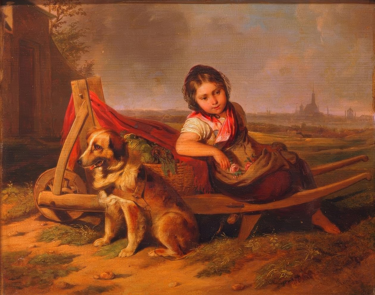 Dívka se psem před Vídní od Mathias Ranftl