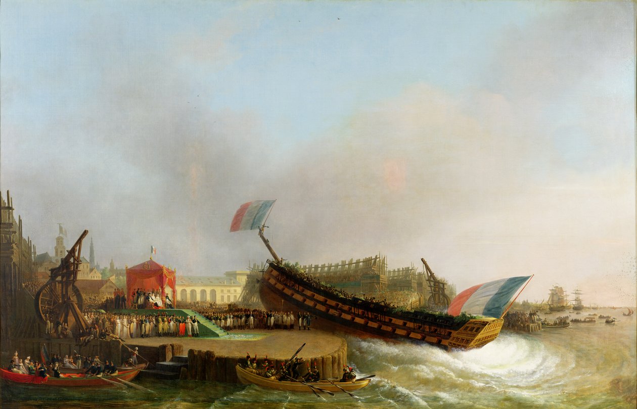 Napoleon (1769-1821) a Marie-Luisa (1791-1847) při spuštění lodi "The Friedland" v Antverpách, 2. května 1810 od Mathieu Ignace van Bree