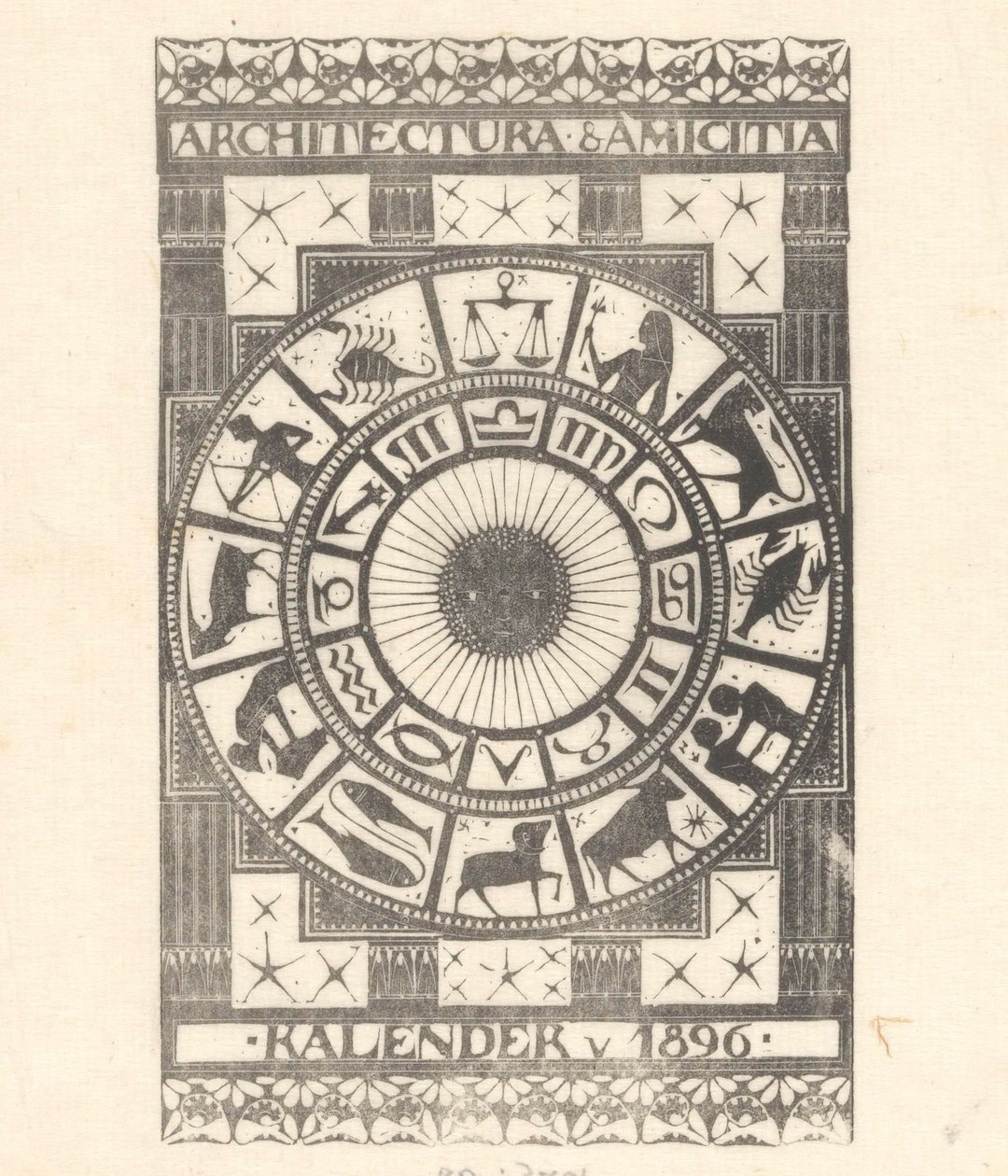 Obalový kalendář 1896 od Mathieu Lauweriks