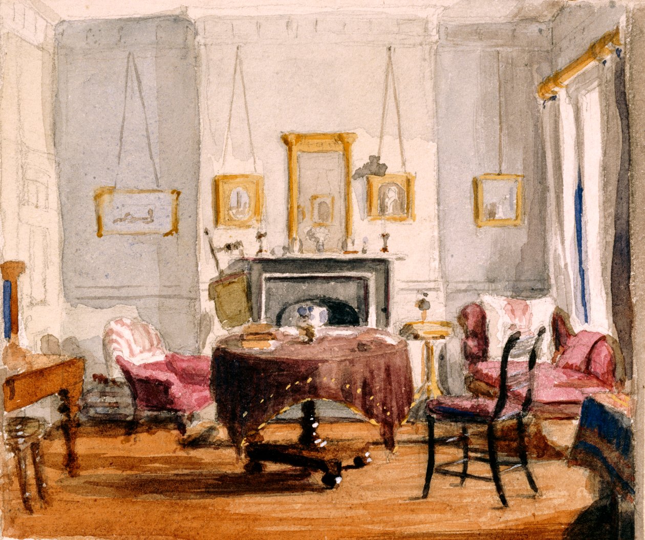 The Drawing Room na 59 Seymour Street, cca 1850 (wc na papíře) od Matilda Sharpe