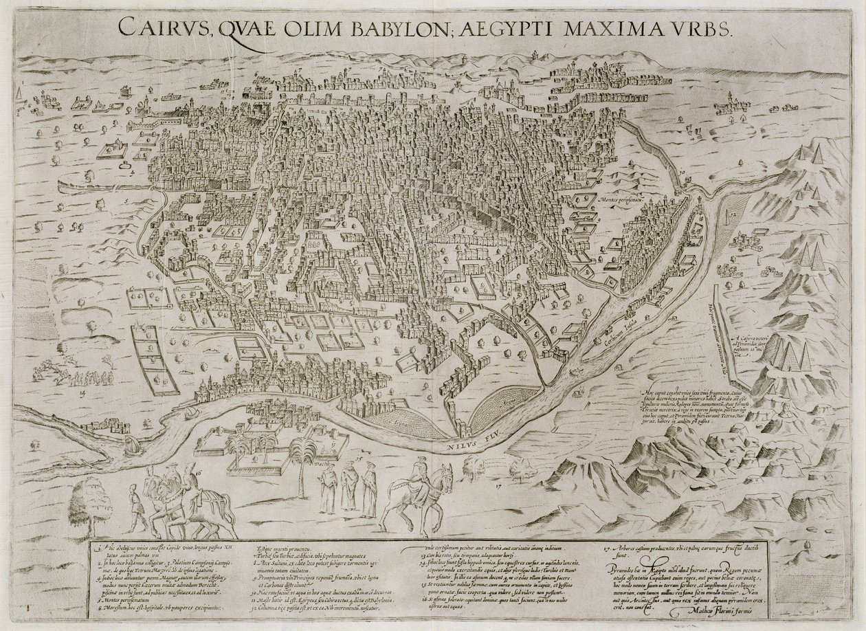 Mapa města Káhiry, cca 1600 od Matteo Florimi