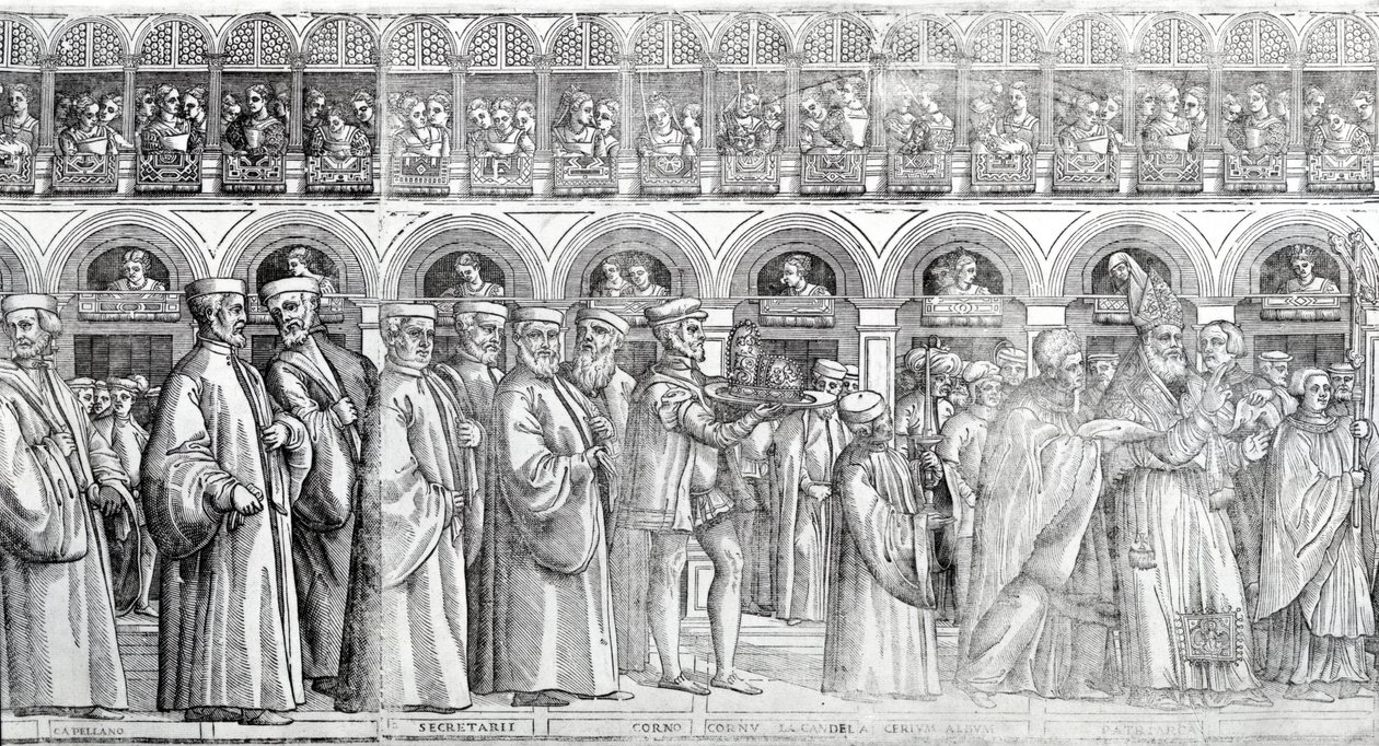 Dogal Procession, cca 1555-60 (dřevořez) (Viz také 476241-3,476245) od Matteo Pagani
