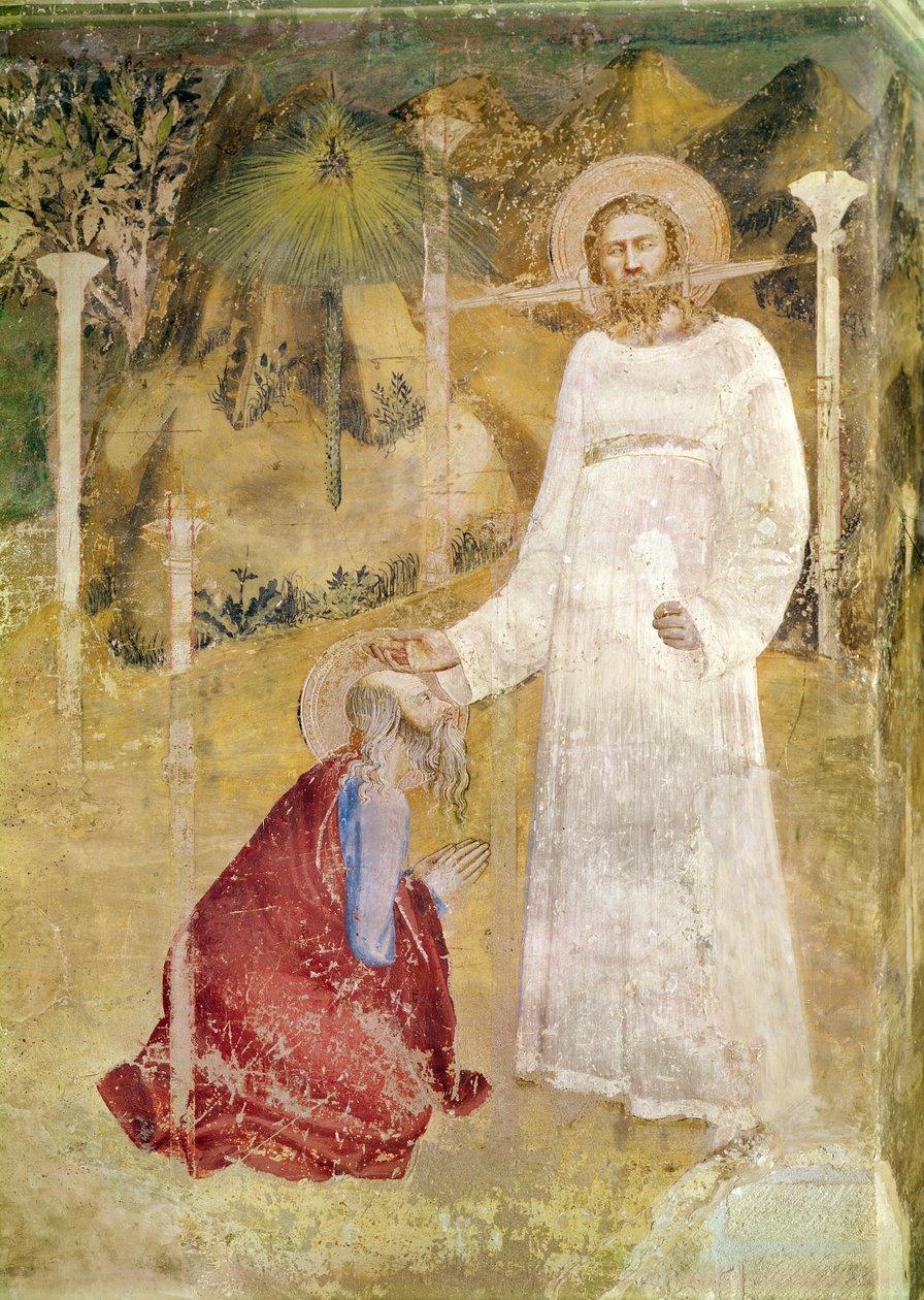 Vidění sv. Jana na Patmosu, detail z kaple sv. Jana, 1344-45 od Matteo di Giovanetto da Viterbo