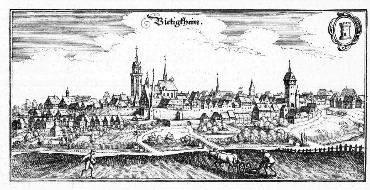Bietigheim - výňatek z Topographia Sueviae (Schwaben) od Matthaus Merian