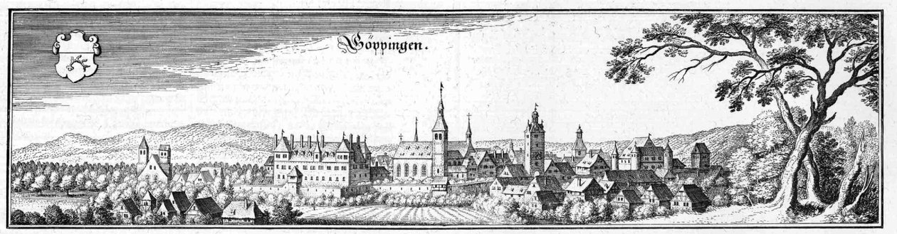 Göppingen - výňatek z Topographia Sueviae (Švábsko) od Matthaus Merian