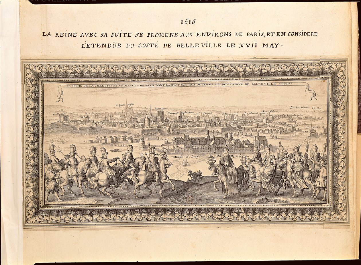 Královna s doprovodem na předměstí Paříže, 17. května 1616 od Matthaus the Elder Merian