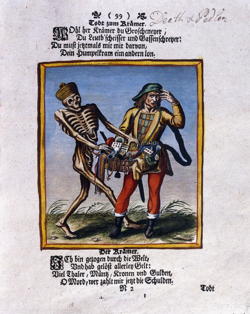 Smrt a obchodník, kolem roku 1710 od Matthaus Merian