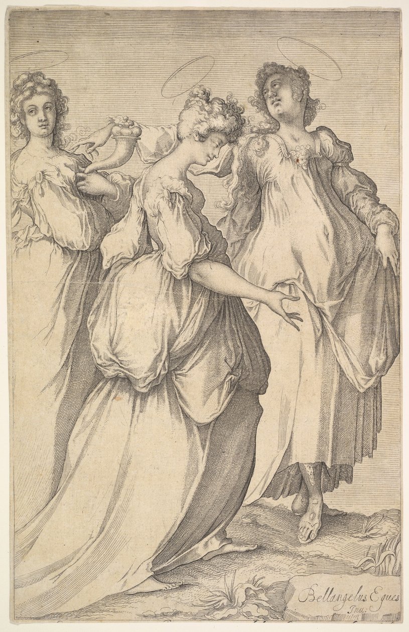 Tři Haloed ženské postavy, ca. 1610-50. od Matthaus Merian