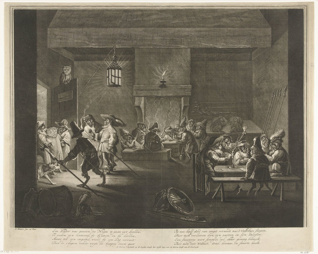 Strážnice s opicemi, asi 1720 od Matthijs Pool