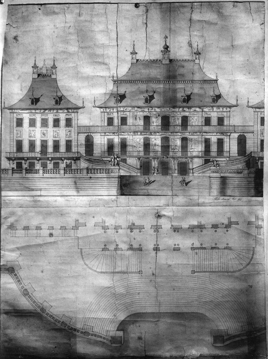 Riverside Palace (Wasserpalais), po roce 1721 od Matthäus Daniel Pöppelmann