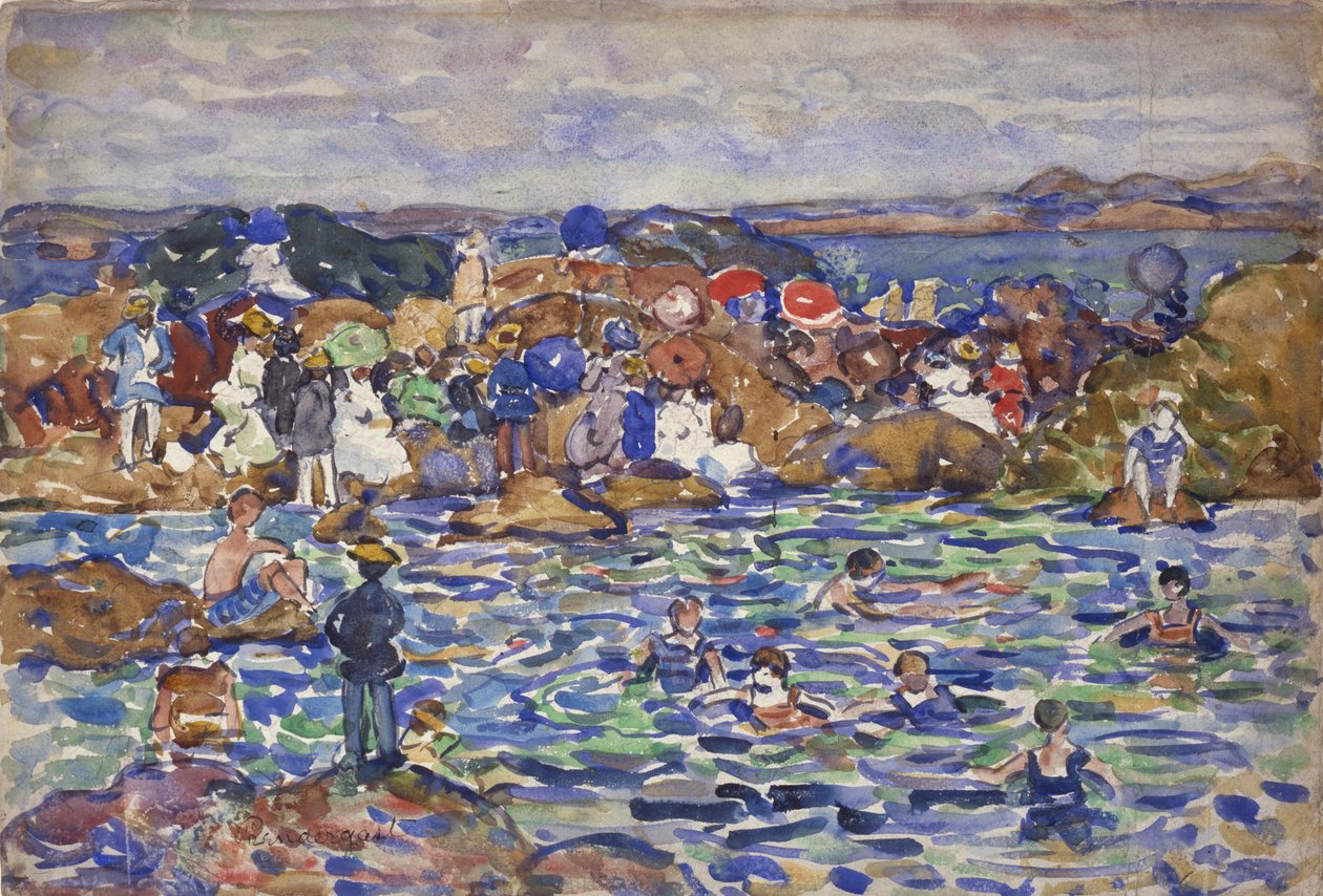 Na břehu, St. Malo č. 1, c.1907 od Maurice Brazil Prendergast