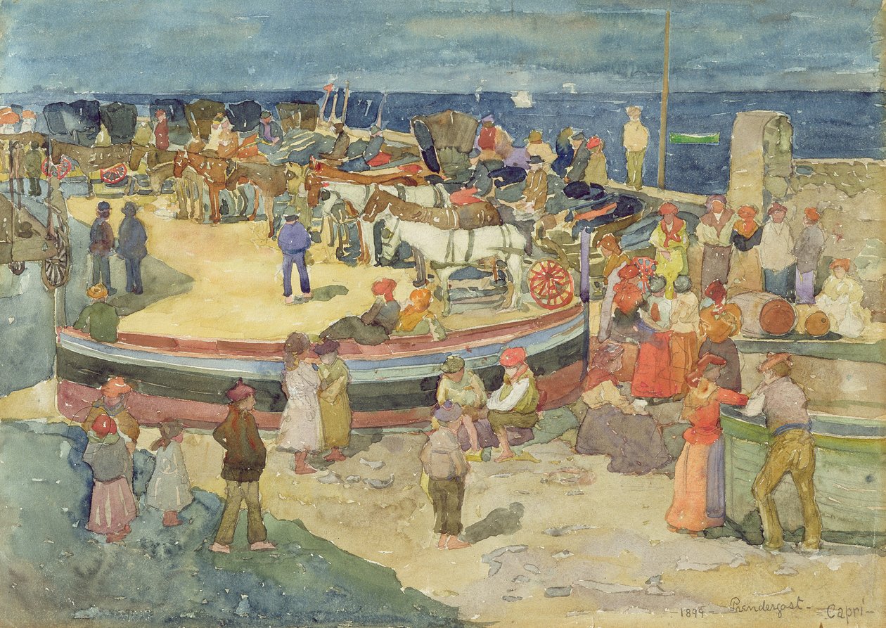 Grande Marina, Capri, 1899 (wc na papíře) od Maurice Brazil Prendergast