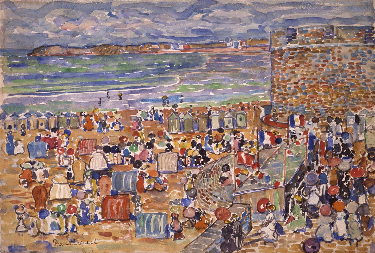 Na pláži, St. Malo, c.1907 od Maurice Brazil Prendergast