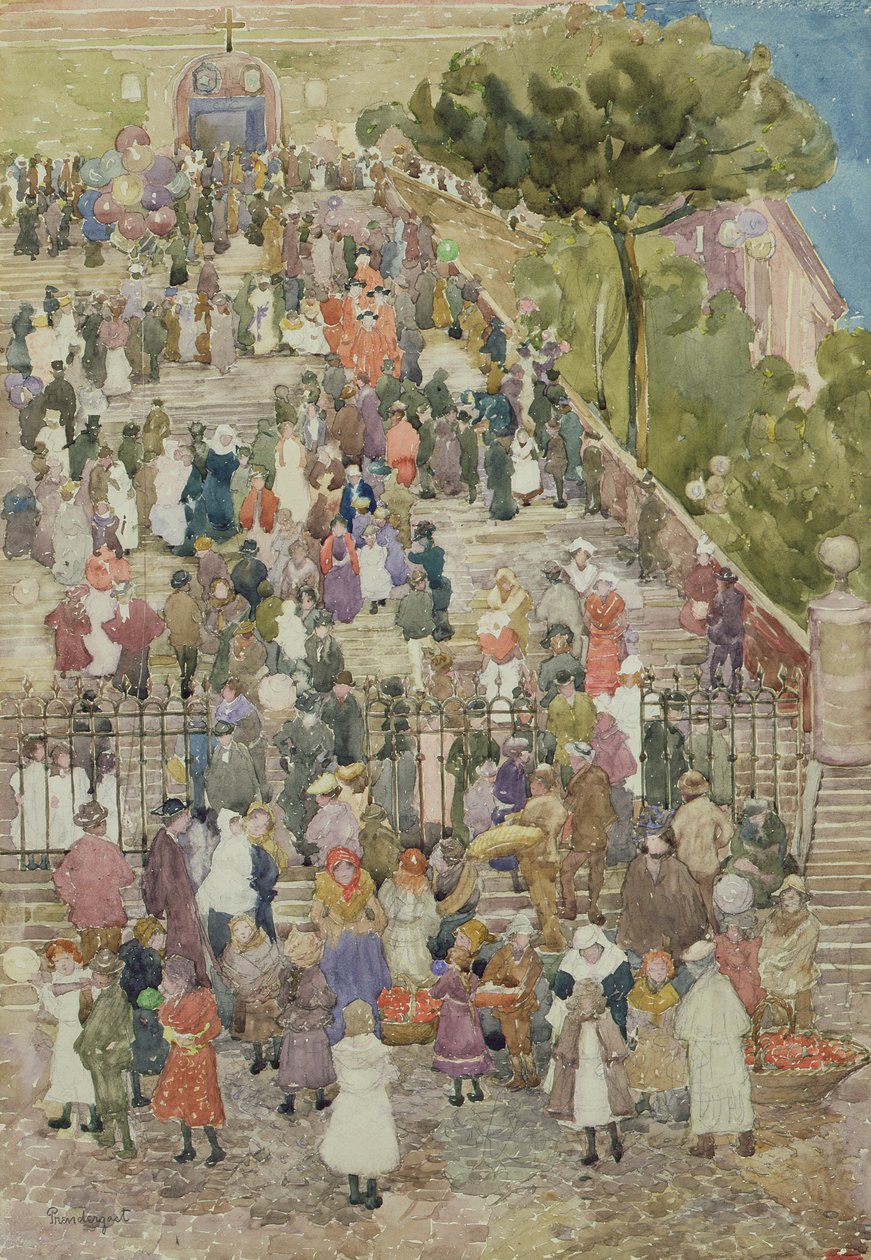 Kroky Santa Maria Aracoeli, Řím, cca 1898-99 (wc na papíře) od Maurice Brazil Prendergast