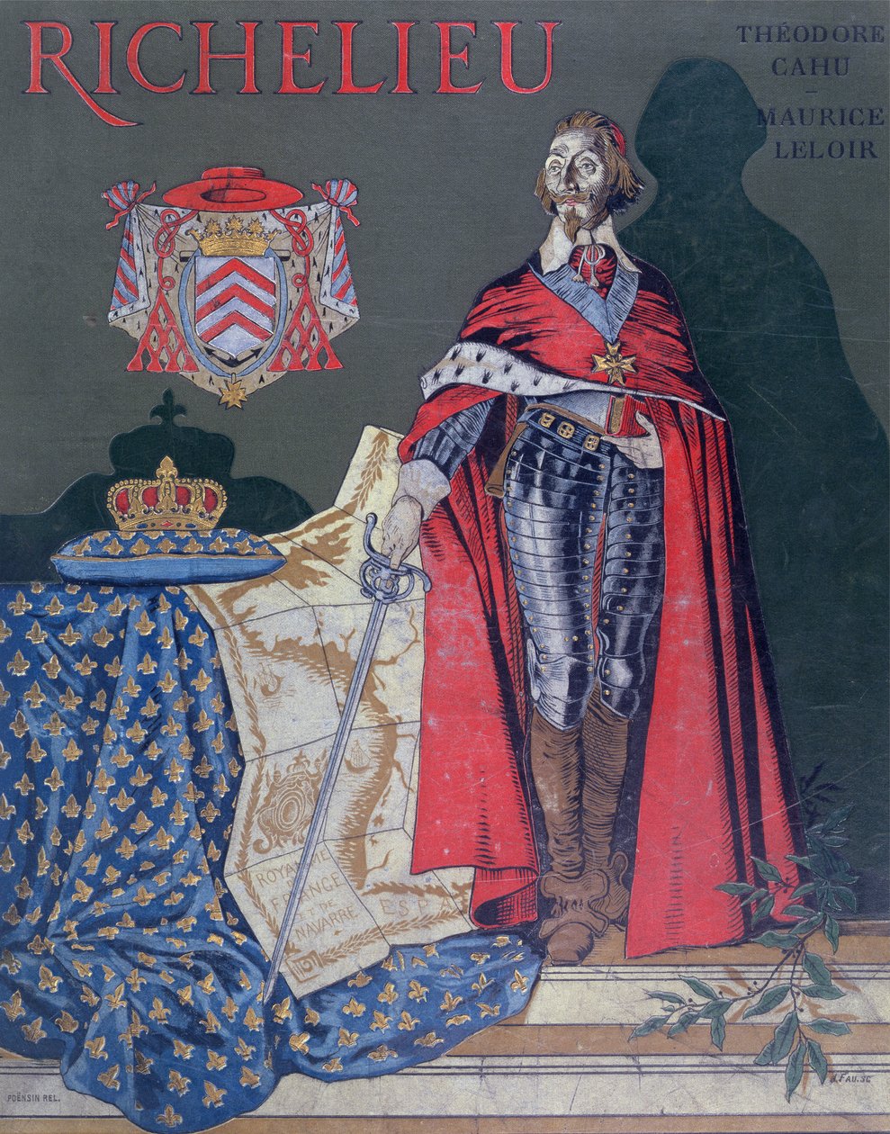 Obálka knihy „Život Armanda-Jean du Plessis, Cardinal Richelieu“ (1585-1642) od Theodora Camu, 1910 od Maurice Leloir