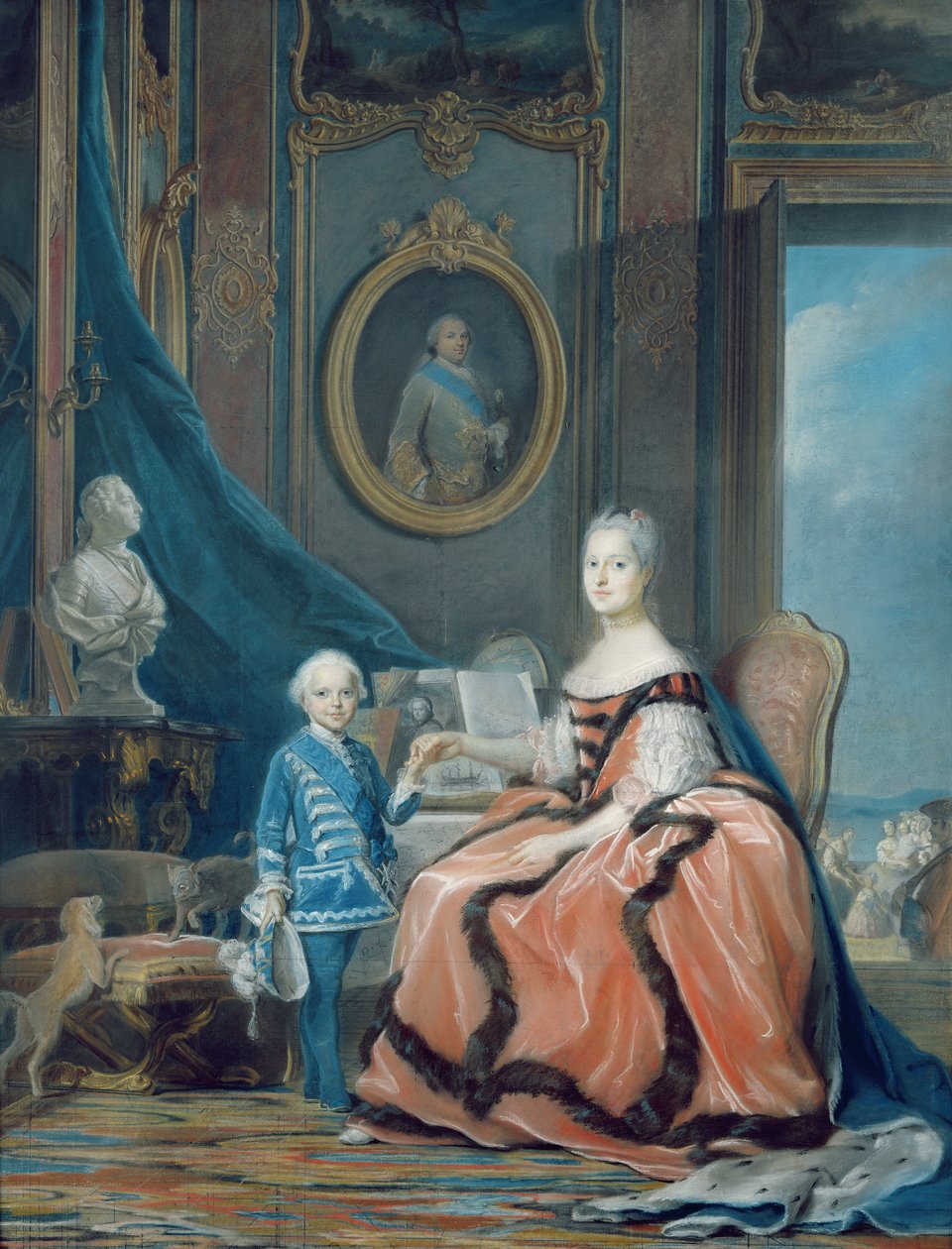 Portrét Marie-Josephe de Saxe (1731-67) Dauphine z Francie a jejího syna Louis Joseph Xavier de France (1751-61) vévoda z Burgundska, kolem 1760-61 (pastel) od Maurice Quentin de La Tour