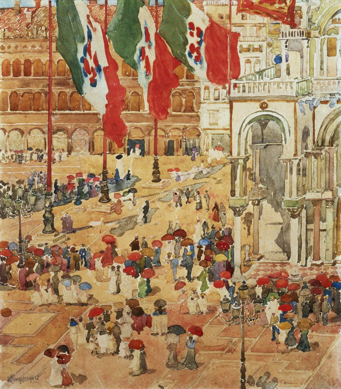 Piazza sv. Marka, Benátky od Maurice Brazil Prendergast