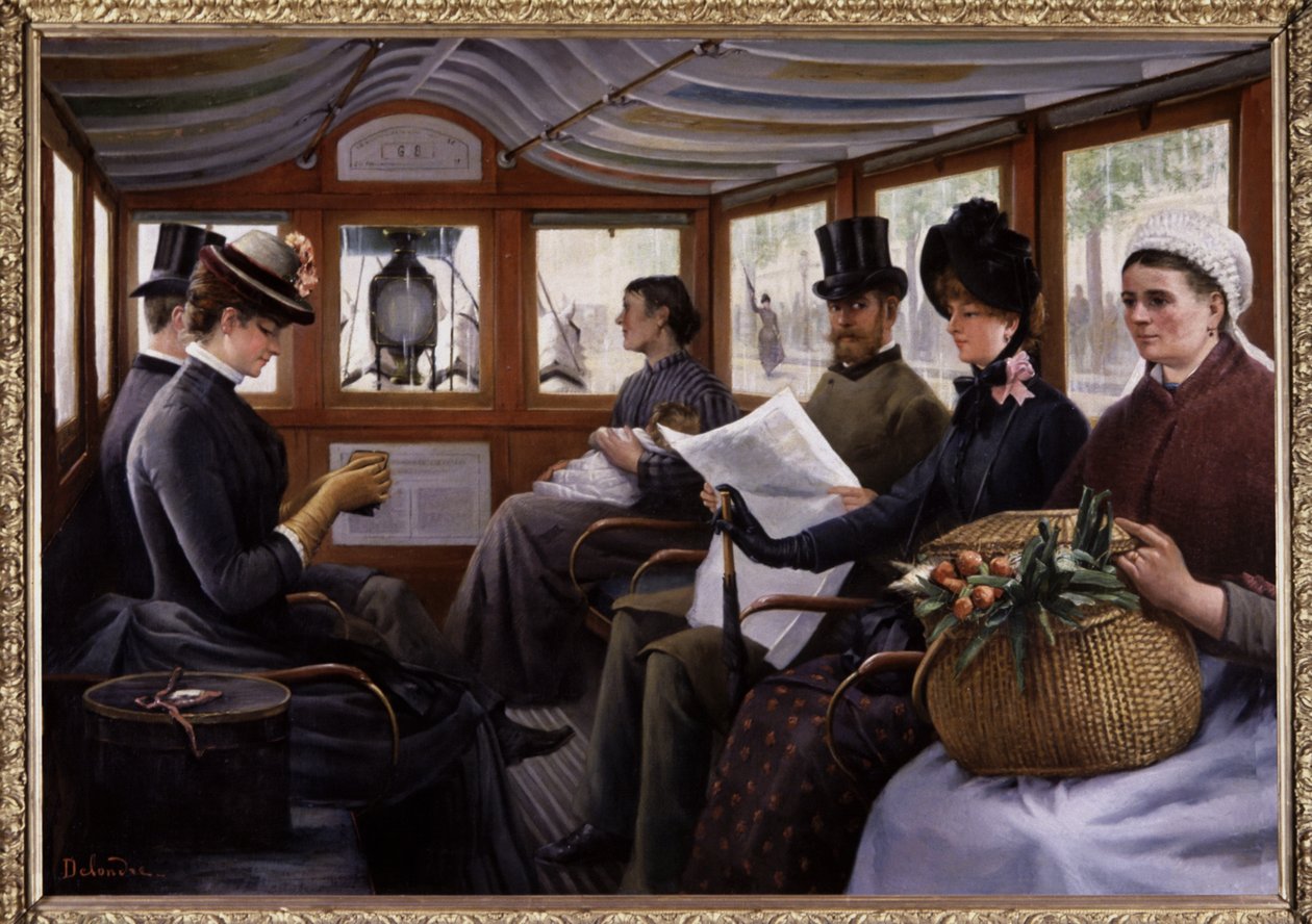 Cestující v omnibusu, kolem roku 1900 (malba) od Maurice Delondre